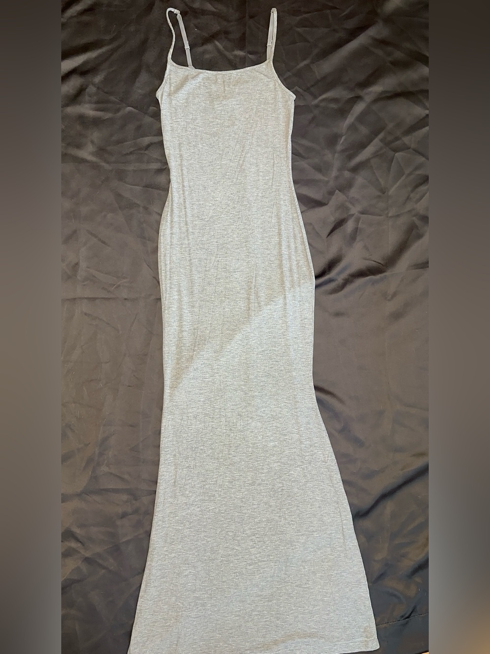 SKIMS Soft Lounge Long Slip Dress Heather Gray Ribbed Maxi Size L - Picture 5 of 13